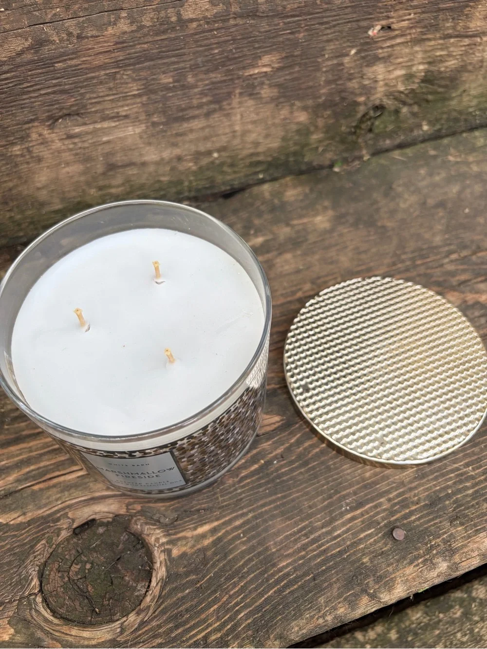 White Barn Marshmallow Fireside Candle - Gold and Silver Sequin Finish - Picture 2 of 3
